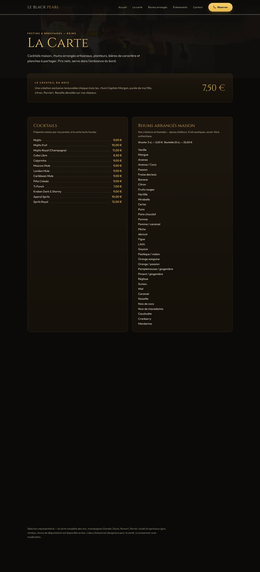 Le Black Pearl — Carte (desktop), rebuilt