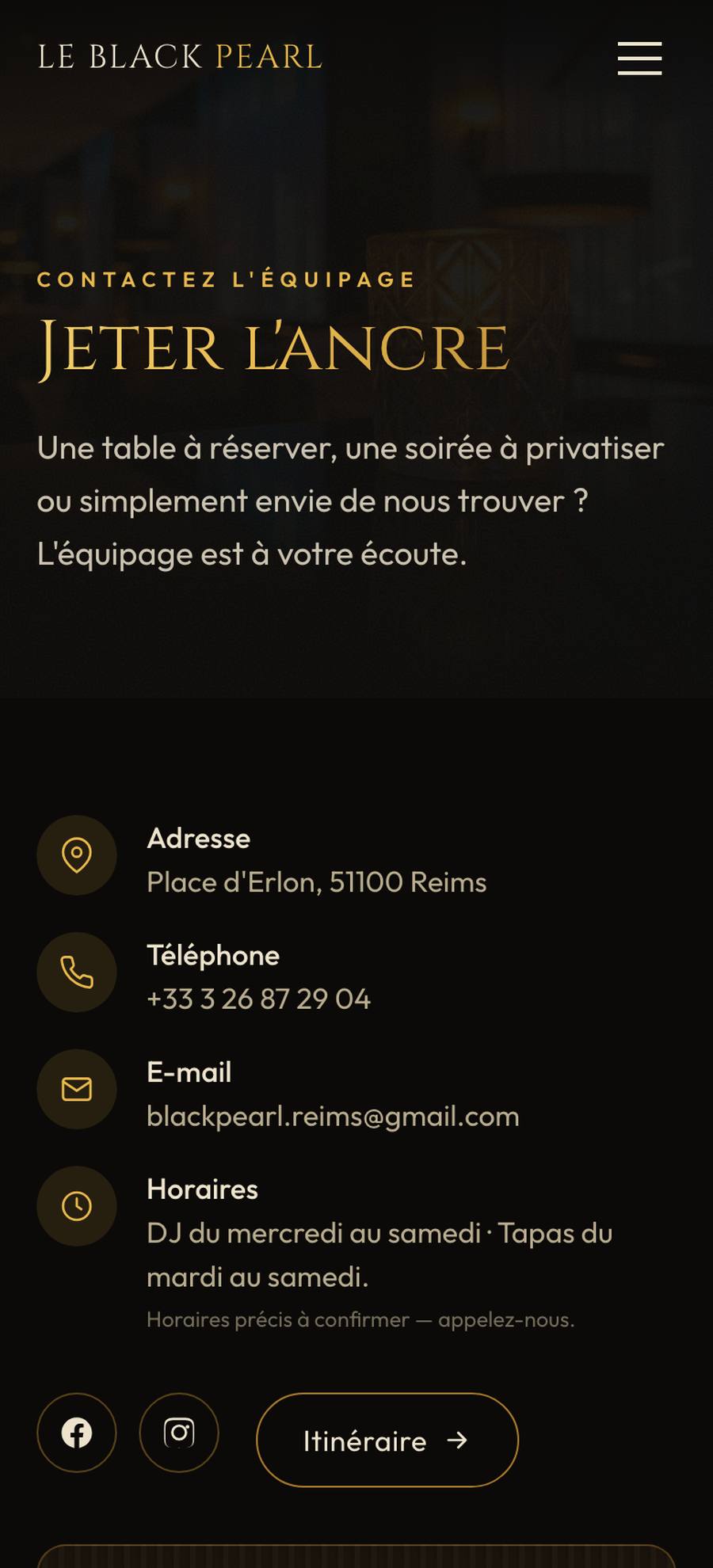 Le Black Pearl — Contact (mobile), rebuilt