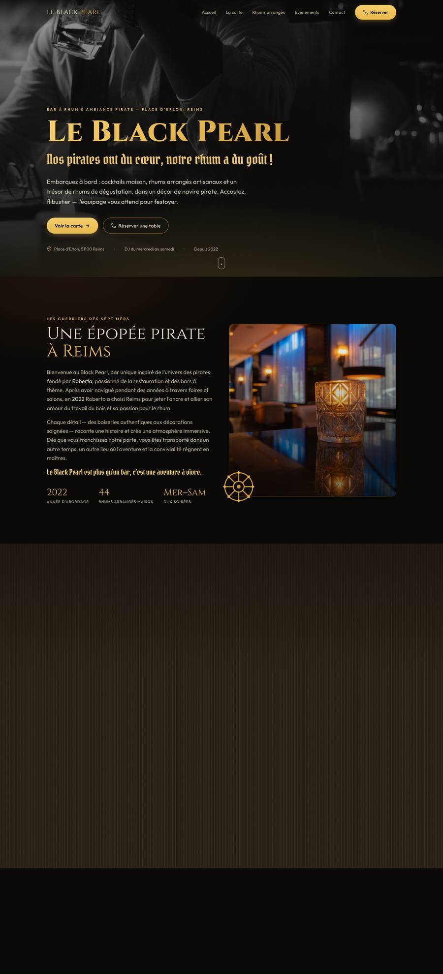Le Black Pearl — Home (desktop), rebuilt