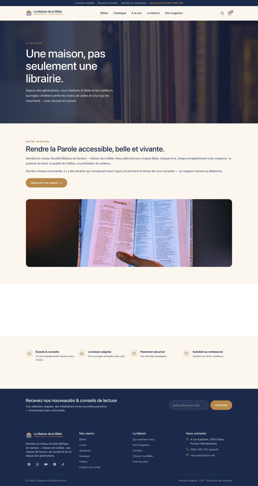 La Maison de la Bible — A Propos (desktop)