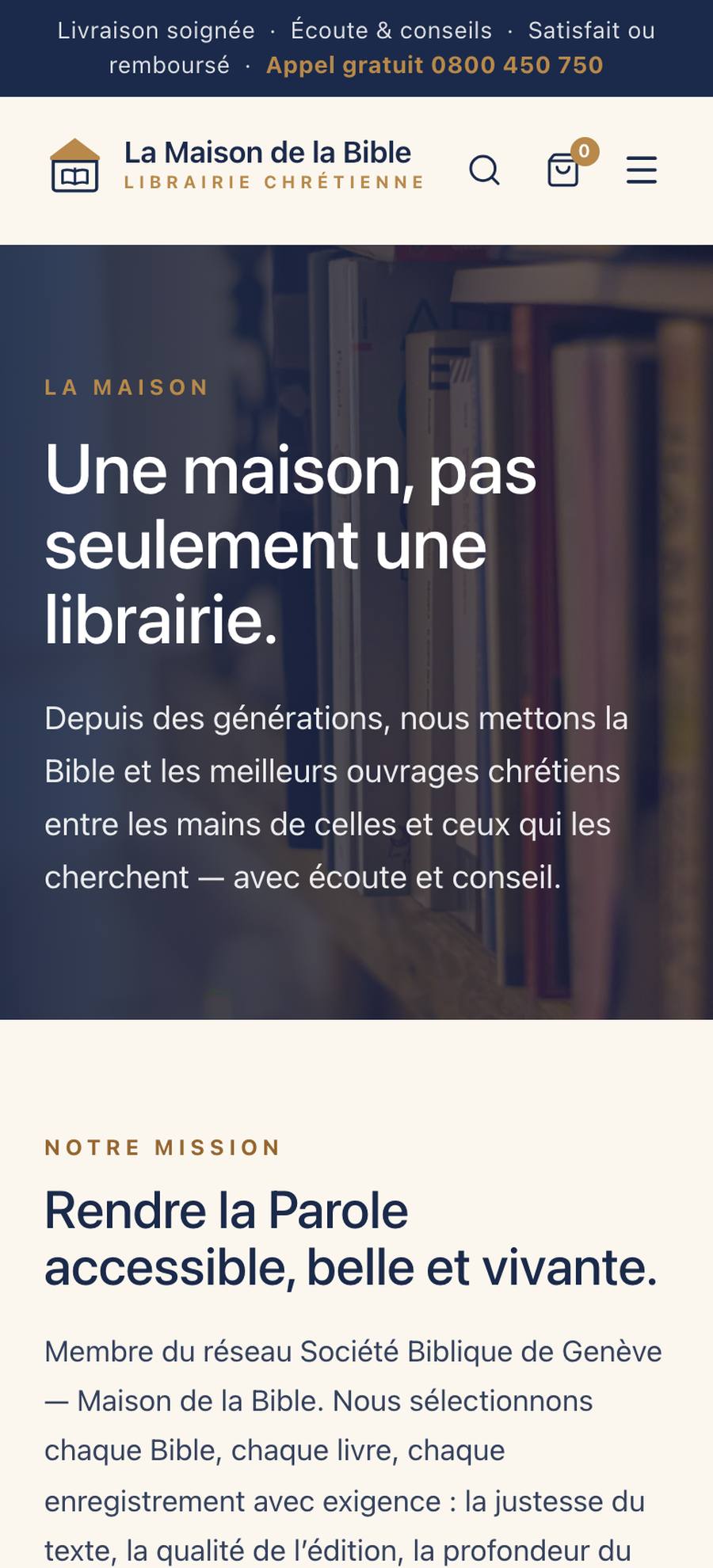 La Maison de la Bible — A Propos (mobile)