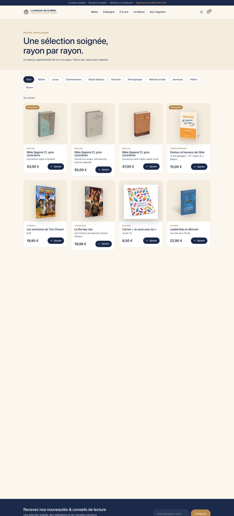 La Maison de la Bible — Catalogue (desktop)