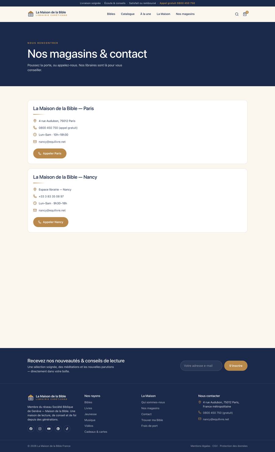 La Maison de la Bible — Magasins (desktop)