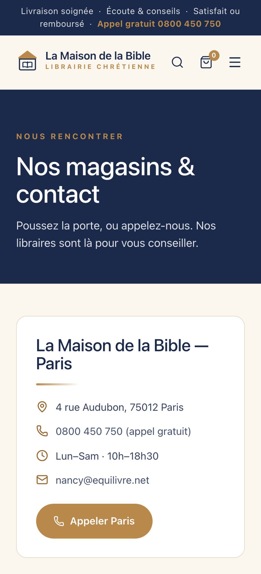 La Maison de la Bible — Magasins (mobile)