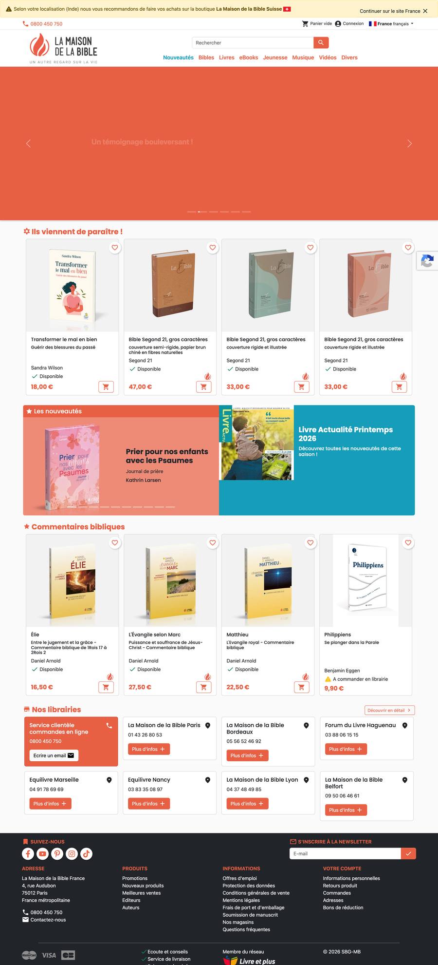 La Maison de la Bible — Home (desktop), original