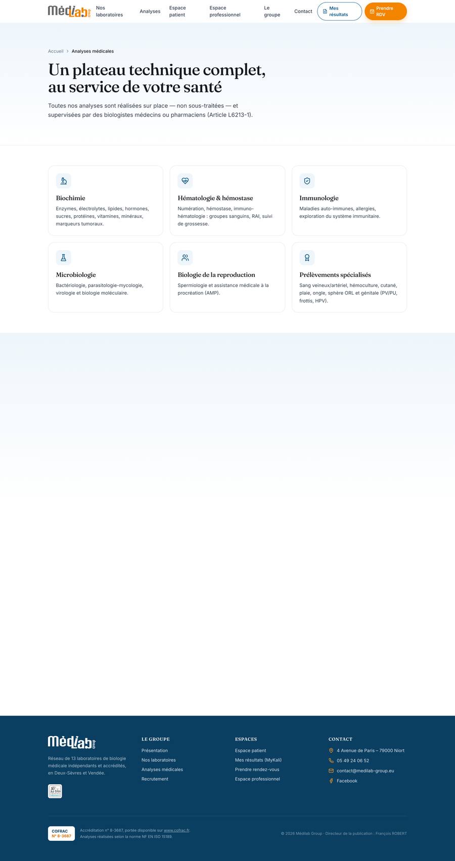 Médilab Group — Analyses (desktop), rebuilt