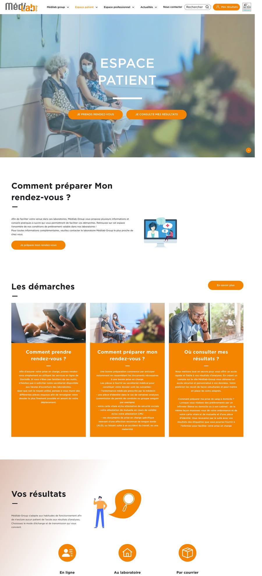 Médilab Group — Espace Patient (desktop), original