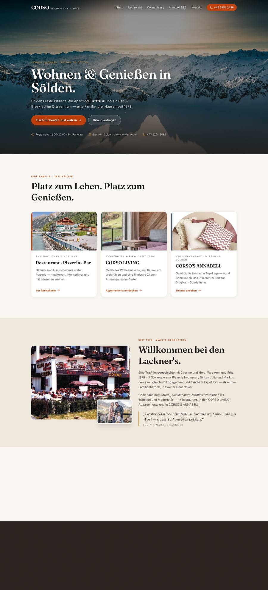 CORSO Sölden — Home (desktop), rebuilt