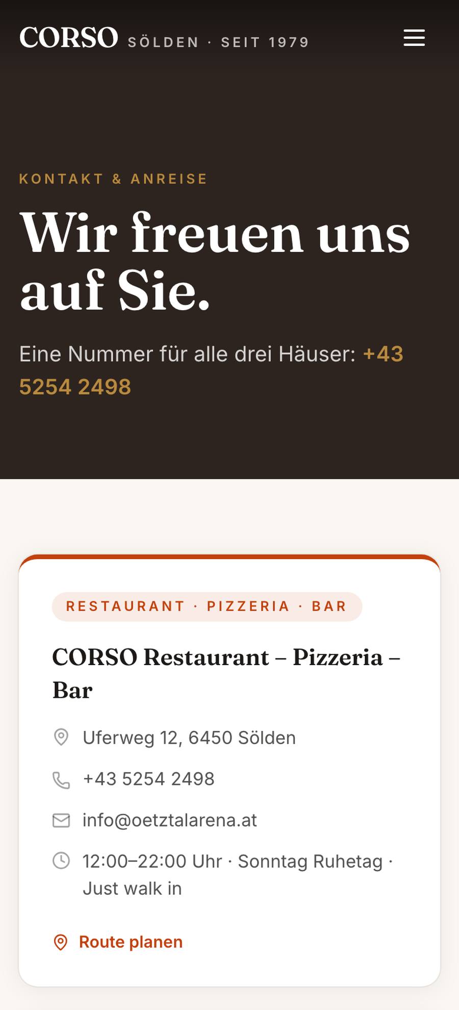 CORSO Sölden — Kontakt (mobile)